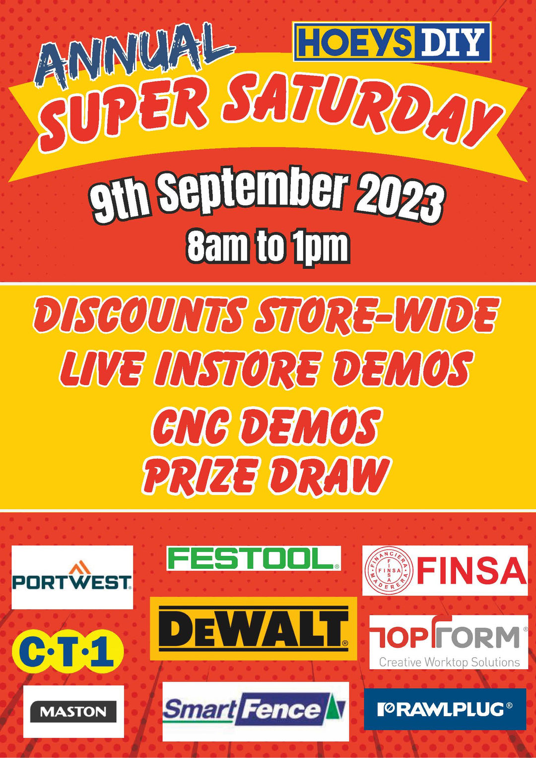 Hoeys DIY Annual Super Saturday - 9th September 2023