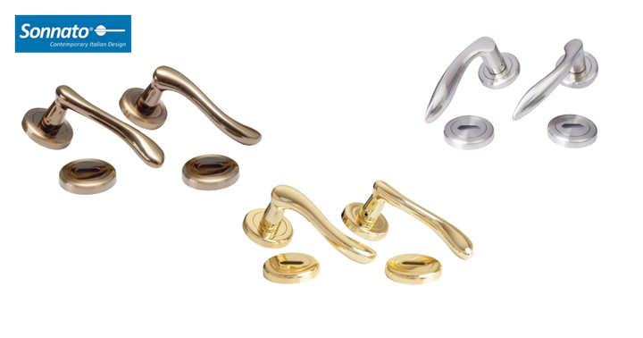 Sonnato Bari Lever on Rose Lock Satin Chrome Handles