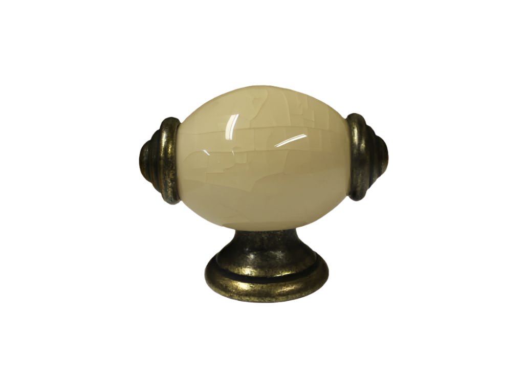 H154 Cream Crackle Ceraminc T-Knob Bronze