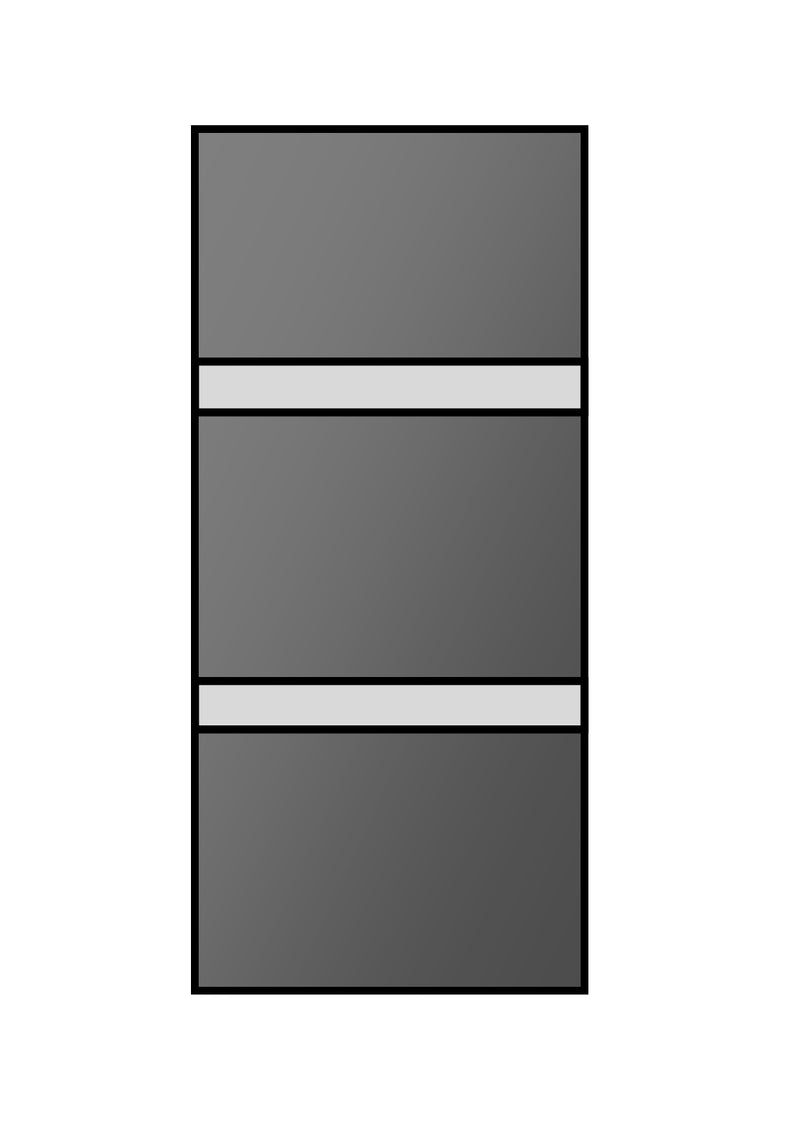 Cosmo Door Type 5 with two small horizontal panels at mid top and mid bottom of door