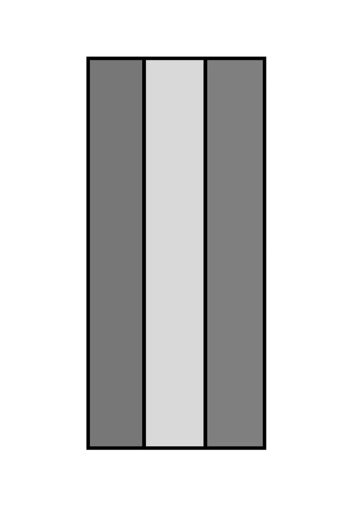 Cosmo Door 10 with 3 equal split vertical panels on door.