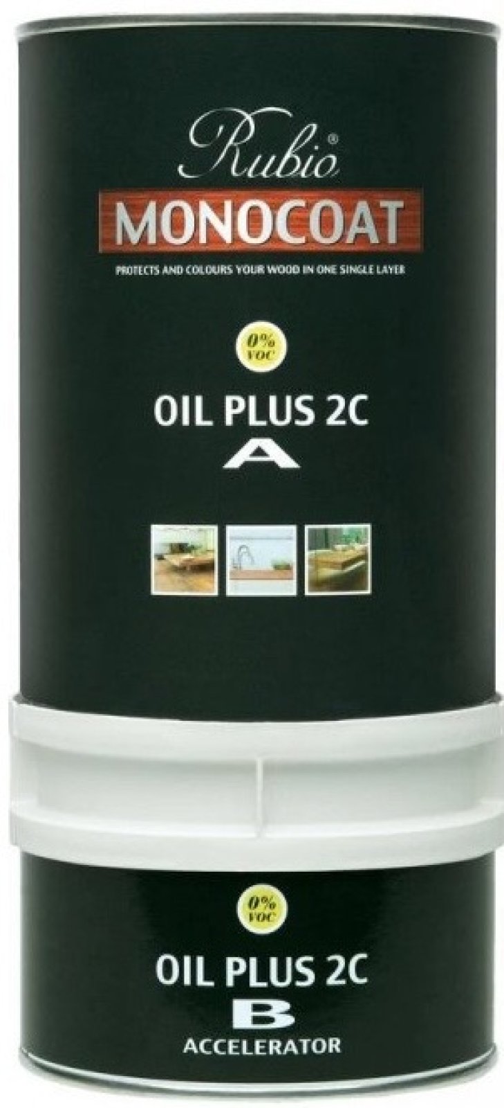 Rubio Monocoat Oil Plus 2C 390ml set with component A oil and component B accelerator

