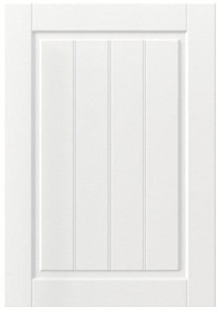 White cabinet door with a simple design on a white background