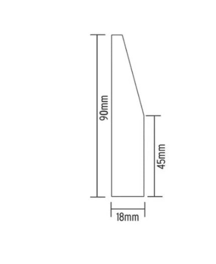 SPLAYED PRIMED ARCHITRAVE 5.4 M 90MMX18MM