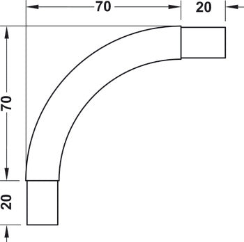 Hafele 90º Curved Wardrobe Rail