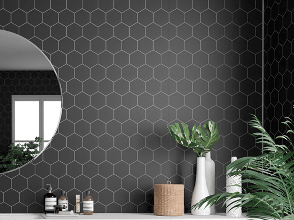 Fibo Black Silk Hex Tile M71 Effect Panel