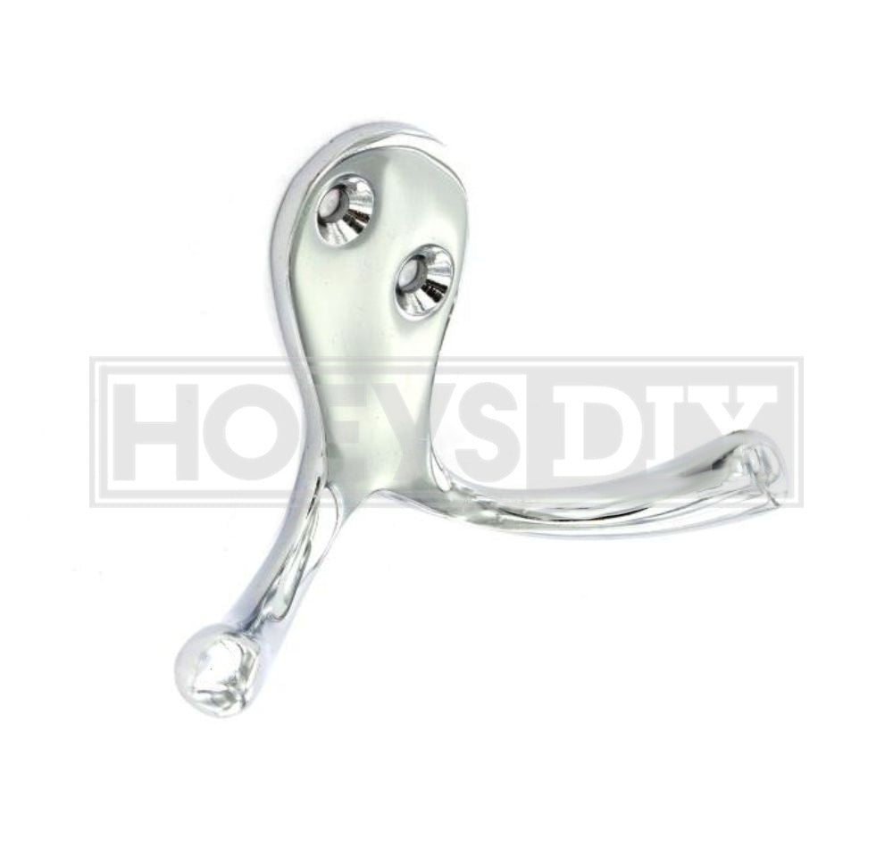 Chrome Double Robe Hook 75mm