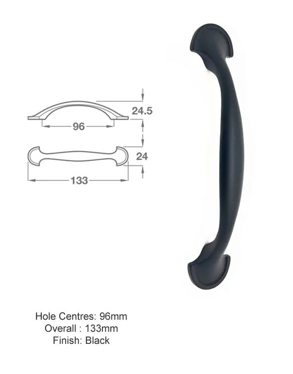 H107 Latch Drawer Handle in Black