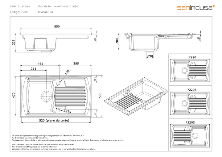 Sanindusa White Ceramic Single Bowl Sink  (Left or Right)