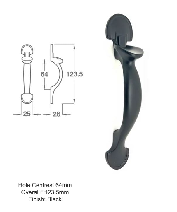 H106 Thumb Latch Handle in Black