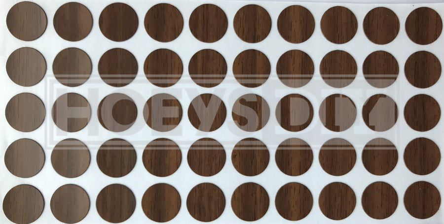 Adhesive Screw Cap/Cover  - Dark Walnut 50pk