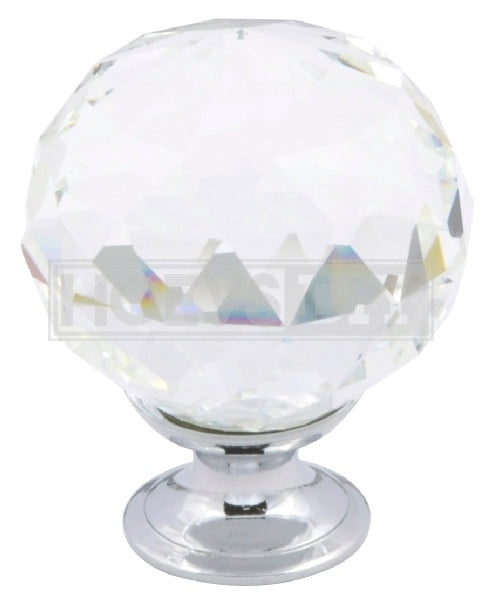 H016 CRYSTAL KNOB WITH CHROME BASE 40MM