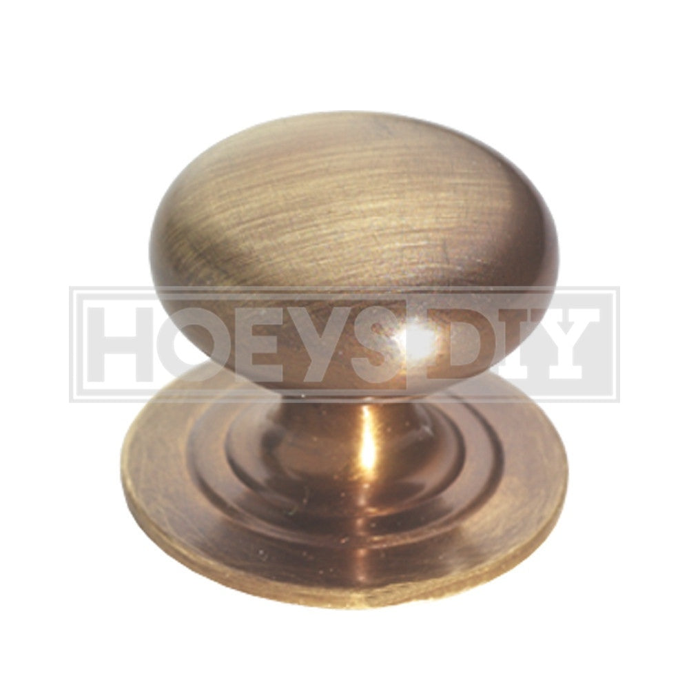 H222 KEW ROUND KNOB ANTIQUE BRASS 32mm 