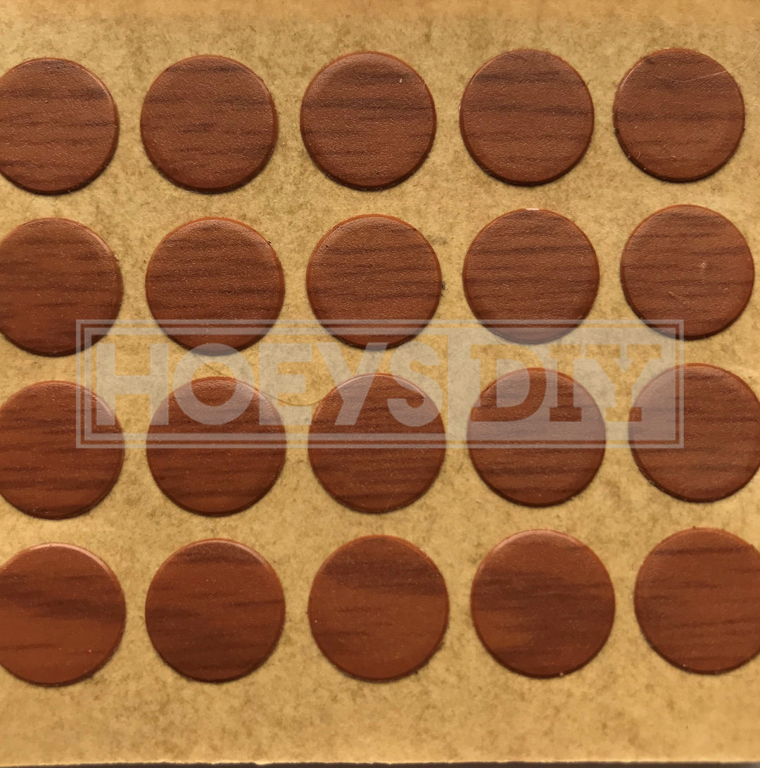 Adhesive Screw Cap/Cover  - Medium Walnut (20pk) 