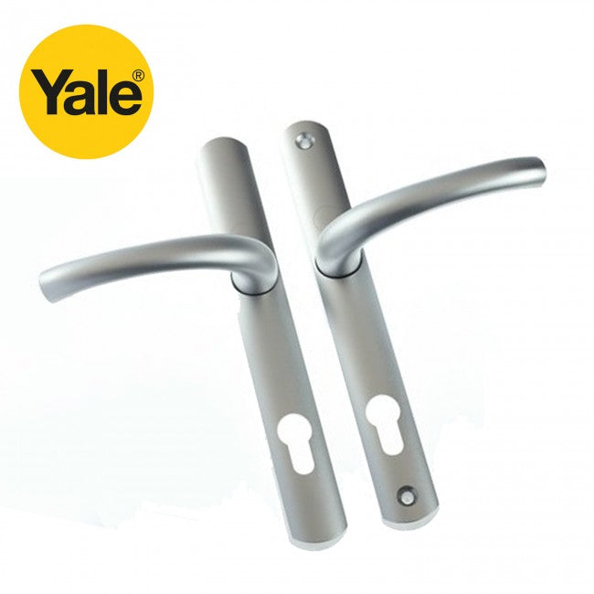 Yale Superior 92mm 215mm Lever Lever Long Backplate UPVC Sprung Door Handle Set - SILVER