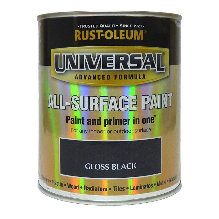RUSTOLEUM UNIVERSAL ALL-SURFACE PAINT - GLOSS BLACK 750ML