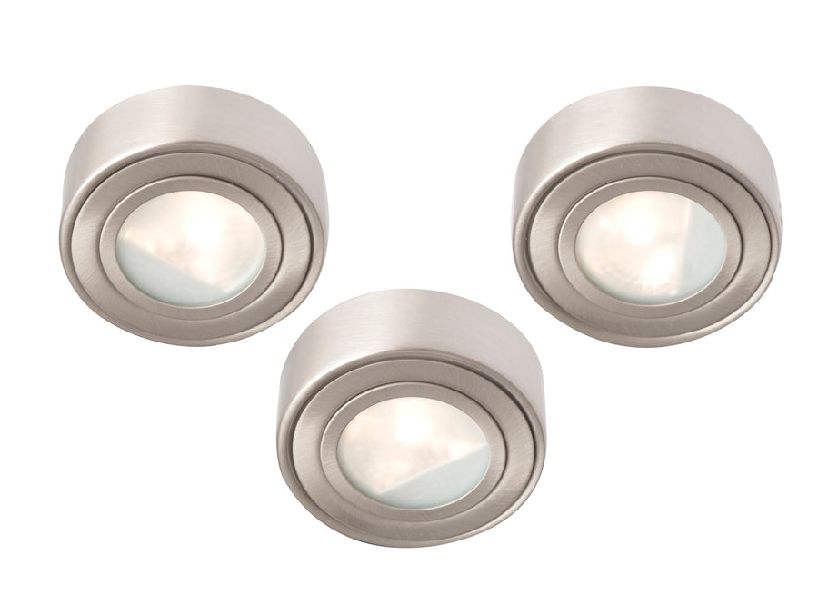 Robus Cabinet Halogen Down Light Kit - Brushed Chrome, Set of 3