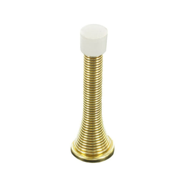 Brass Plated Spring Door Stop 75mm