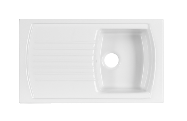 White Single Bowl Ceramic Sink  (Left or Right)