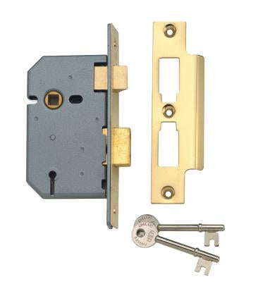 Union 2277 - 3 Lever Mortice Lock Brass (2.5" Case)